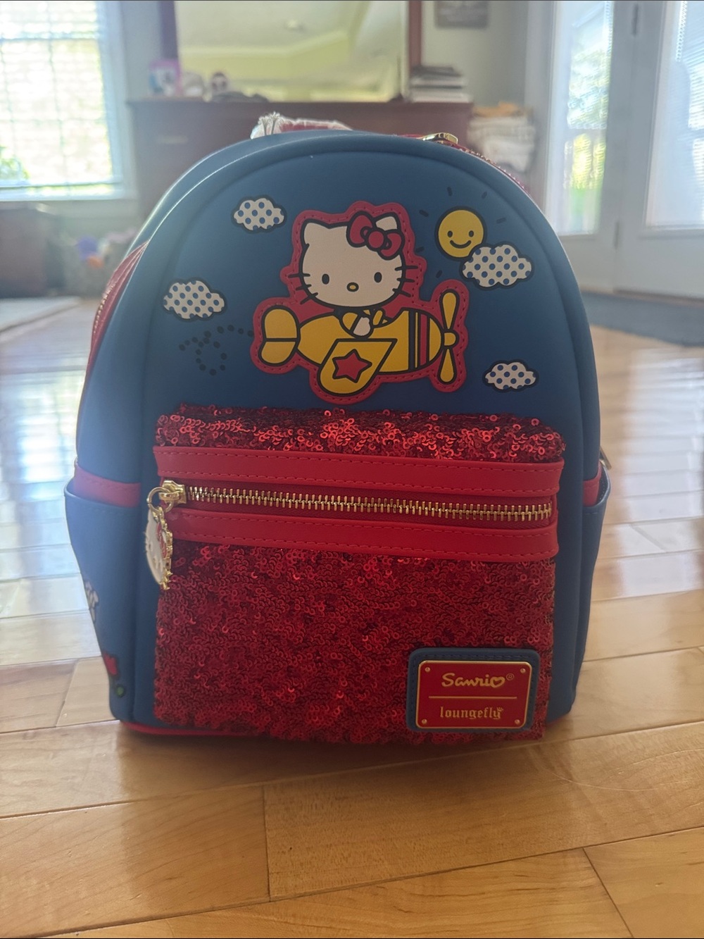 Loungefly Hello Kitty Blue & Red Sequin Kids Mini Backpack